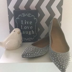 EUC J Crew Gray Suede Studded Flats